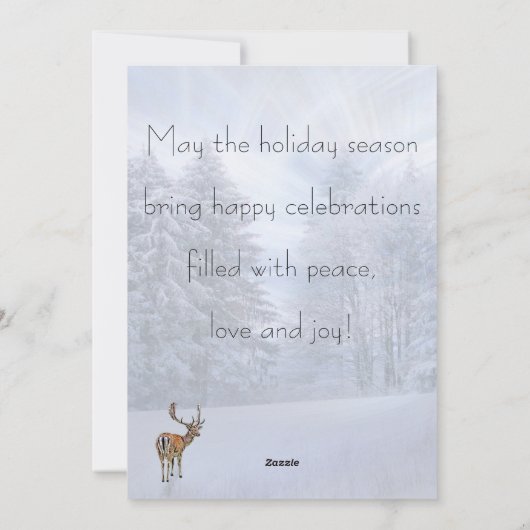 Magisch winterbos met herten, aangepaste kerst feestdagenkaart (Achterkant)