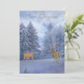 Magisch winterbos met herten, kerst feestdagenkaart (Staand voorkant)