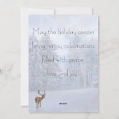 Magisch winterbos met herten, kerst feestdagenkaart (Achterkant)
