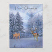 Magisch winterbos met herten, kerstvakantie feestdagenkaart (Voorkant)