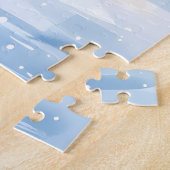 Magisch winterschaatsen onder lantaarnlichten legpuzzel (Zijkant)