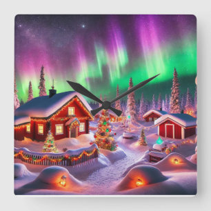 Magisch winterwonderland: Santa's Village Vierkante Klok
