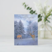 Magisch winterwoud met herten, Kerstmis Feestdagenkaart (Staand voorkant)