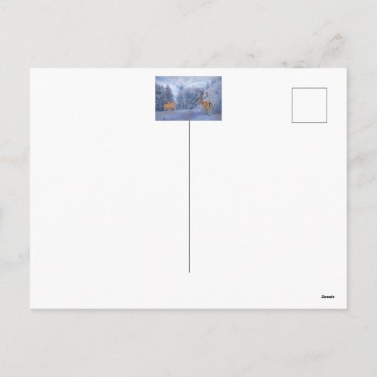 Magisch winterwoud met herten, Kerstmis Feestdagenkaart (Achterkant)