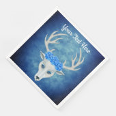 Magisch wit hertenhoofd  blauw Rozen gewei Servet (Hoek)