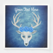 Magisch wit hertenhoofd  blauw Rozen gewei Servet (Voorkant)