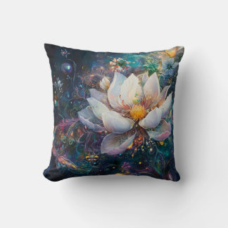 Magisch Witte Bloem Patroon Worp Kussen