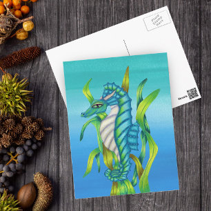 Magisch Zee Dragon Paardenblauw Groen Zeewier Briefkaart