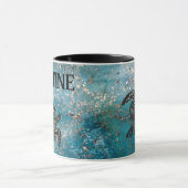 Magisch Zee, lichtgevend glitterig blauw op maat Mok (Midden)