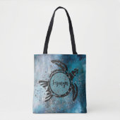 Magisch Zee, lichtgevend glitterig blauw op maat Tote Bag (Voorkant)