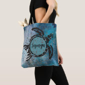 Magisch Zee, lichtgevend glitterig blauw op maat Tote Bag