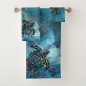 Magisch Zee Turtle Glittery Blue Bad Handdoek (Insitu)