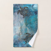 Magisch Zee Turtle Glittery Blue Bad Handdoek (Handdoek)