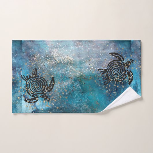 Magisch Zee Turtle Glittery Blue Bad Handdoek (Handdoek)