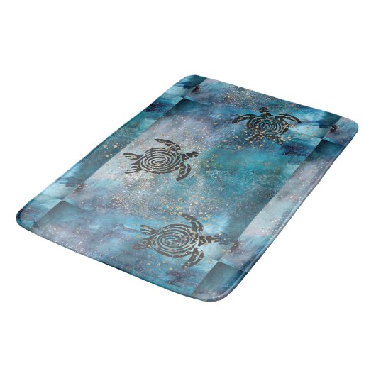 Magisch Zee Turtle Glittery Blue Badmat (Gekanteld)