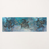 Magisch Zee Turtle Glittery Blue Yogamat (Achterkant (horizontaal))