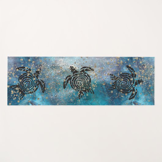 Magisch Zee Turtle Glittery Blue Yogamat (Voorkant (horizontaal))
