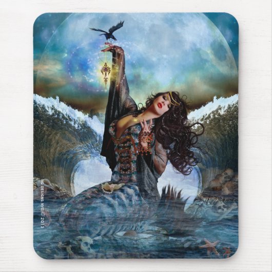 Magisch Zee Witch Mermaid Mousepad Muismat (Voorkant)