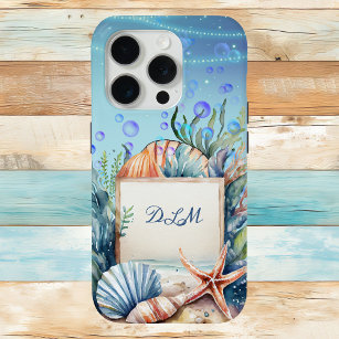 Magisch Zeegezicht met Starfish Shells Monogram iPhone 15 Pro Case