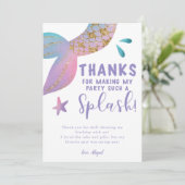 Magisch zeemeermin-spatwater-verjaardagsfeestje bedankkaart (Staand voorkant)