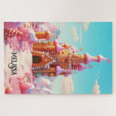 Magisch Zoet Paarse Roze Gingerbread Huizen Legpuzzel (Horizontaal)