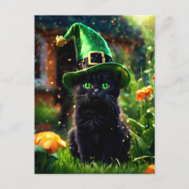 Magisch zwart St. Patrick's Day Kitten Briefkaart