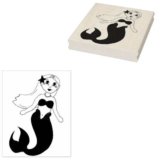 Magisch zwemmen Zeemeermin Zee Rubberstempel (Gestempeld)