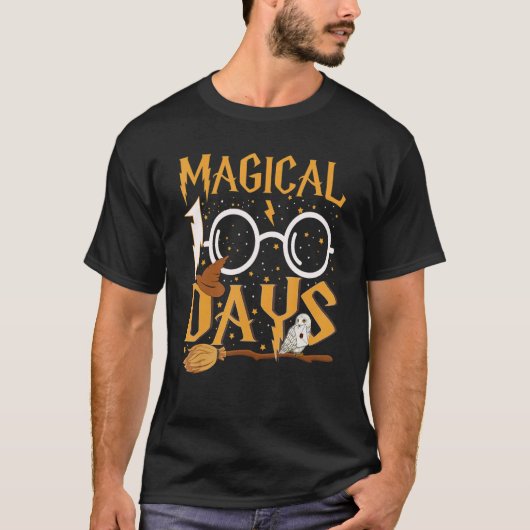 Magische 100 dagen schoolgrappige 100e dag leraar t-shirt (Voorkant)