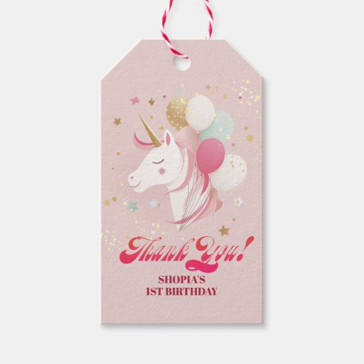Magische 1e verjaardag eenhoorn cadeaulabel (Voorkant)