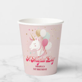 Magische 1e verjaardag eenhoorn papieren bekers