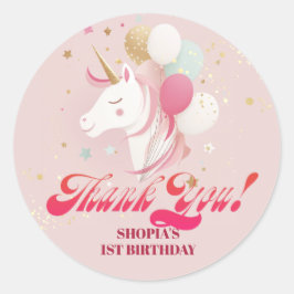Magische 1e verjaardag eenhoorn ronde sticker