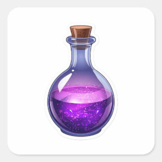 Magische 3D Paarse Toverdrank Fles Fantasy Sticker