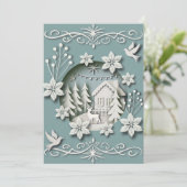 Magische 3D Unieke Kerst Kaart met Winter Scene (Staand voorkant)