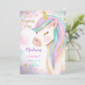 Magische 3e Eenhoorn Verjaardag uitnodiging (Staand voorkant)