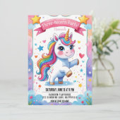 Magische 3e verjaardag eenhoorn Regenboog Drie-Nic Kaart (Staand voorkant)