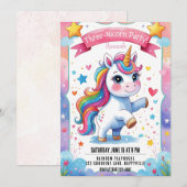 Magische 3e verjaardag eenhoorn Regenboog Drie-Nic Kaart (Voorkant / Achterkant)