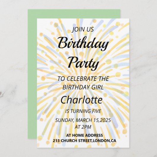 Magische 5e verjaardag Bash Kaart (Voorkant / Achterkant)