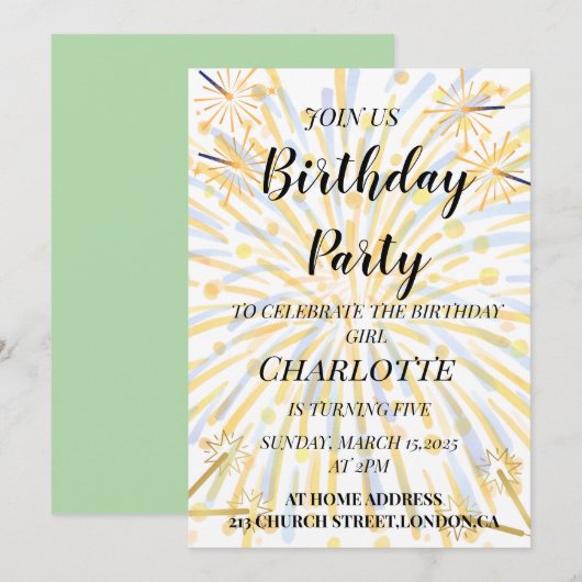 Magische 5e verjaardag Bash Kaart (Voorkant / Achterkant)