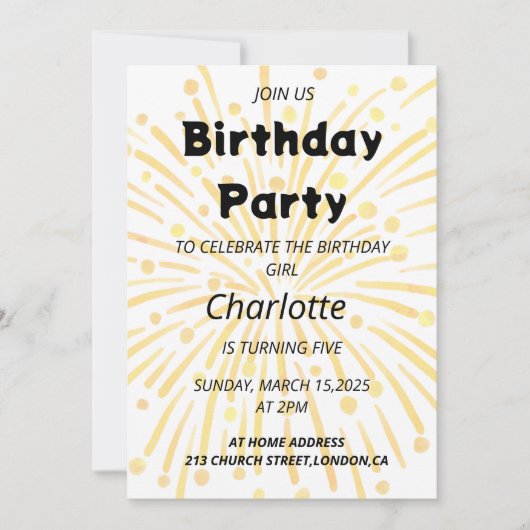 Magische 5e verjaardag Bash Kaart (Voorkant)