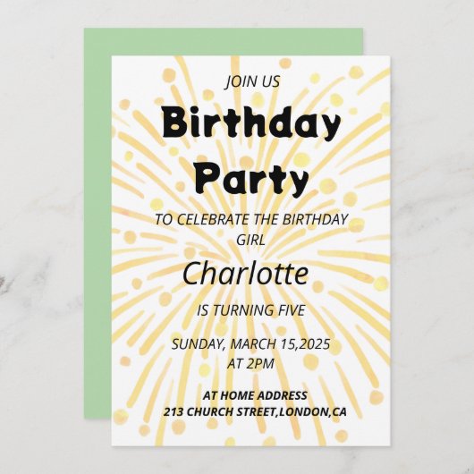 Magische 5e verjaardag Bash Kaart (Voorkant / Achterkant)