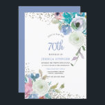 Magische 70th Birthday Party Mint Blue Flowers Kaart<br><div class="desc">Magische 70th Birthday Party Mint Blue Flowers Invitation Zie overeenkomend collectie in Niche en Nest Store</div>