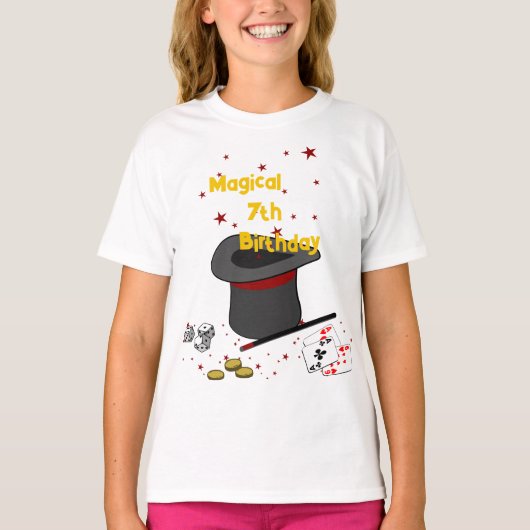 Magische 7e verjaardag Thema Party T-shirt (Voorkant)