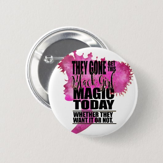Magische aandoening van zwarte meisjes ronde button 5,7 cm (Voorkant /achterkant)