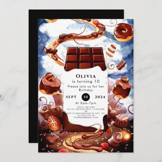 Magische aangepaste chocolade verjaardag kaart (Voorkant / Achterkant)