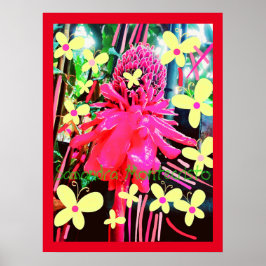 Magische aardbei bloem poster