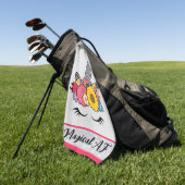 Magische AF Eenhoorn Zilveren Glitter Flower Crown Golfhanddoek (Groen)