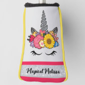 Magische AF Eenhoorn Zilveren Glitter Flower Crown Golfheadcover (Draai 90)