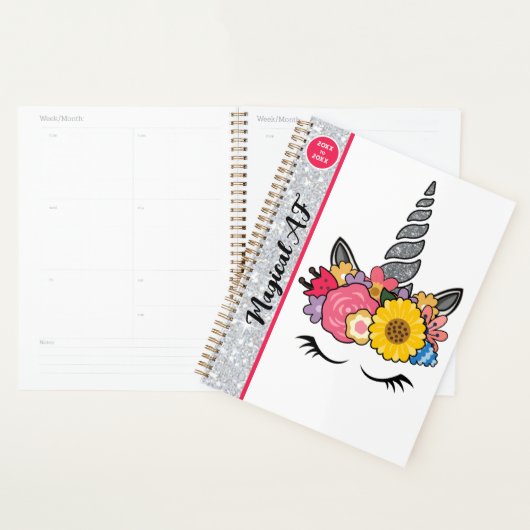 Magische AF Glitter Eenhoorn met Flower Crown Planner (Display)