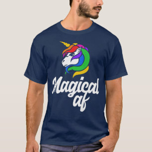 Magische AF-t-shirt met eenhoornretro-regenboogrek T-shirt