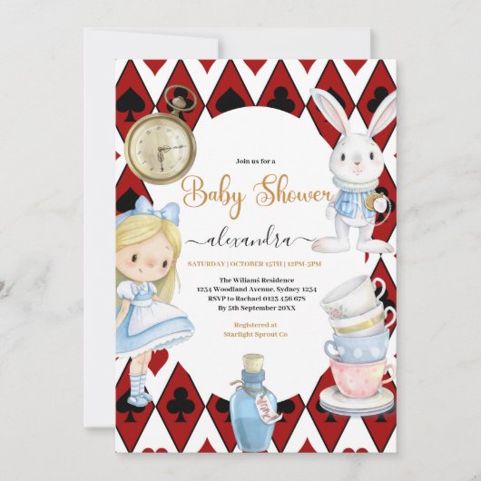 Magische Alice in Wonderland Baby shower Kaart (Voorkant)